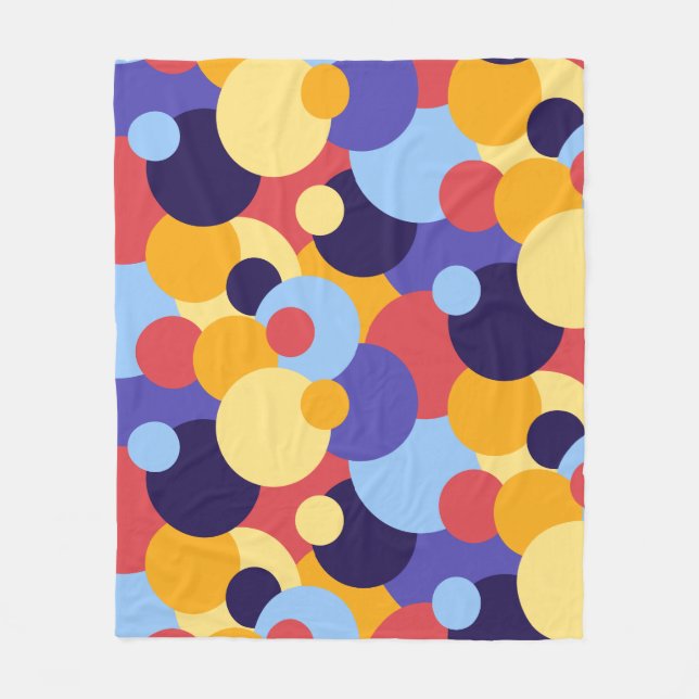 Retro Sixties Style Polka Dots in Bold Colours Fleece Blanket (Front)