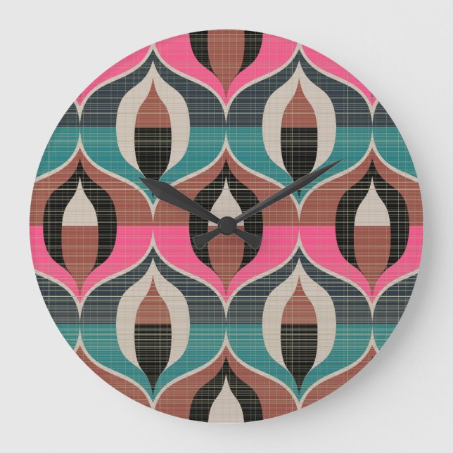 Retro Sixties Style Seamless Pattern Large Clock (Front)