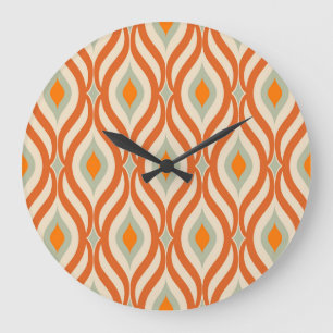 Retro Sixties Style Seamless Pattern Large Clock