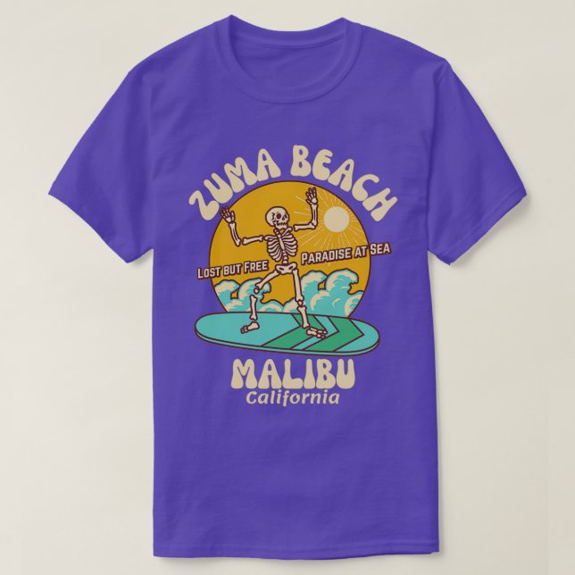 Retro Sixties Zuma Beach Malibu California Beige T T-Shirt (Design Front)