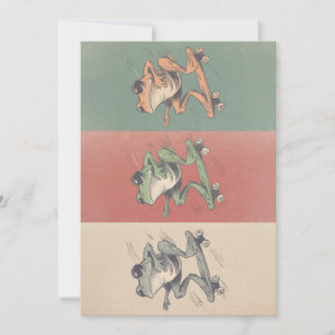 Retro Skate Frog Trio – Vintage Animal Art Holiday Card