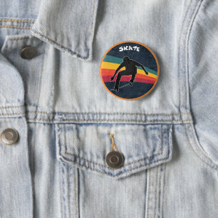 Retro Skate Skater 80s Skateboarder Skateboarding 6 Cm Round Badge