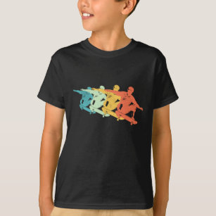 Retro Skateboard Jump Colorful Skating Silhouette T-Shirt