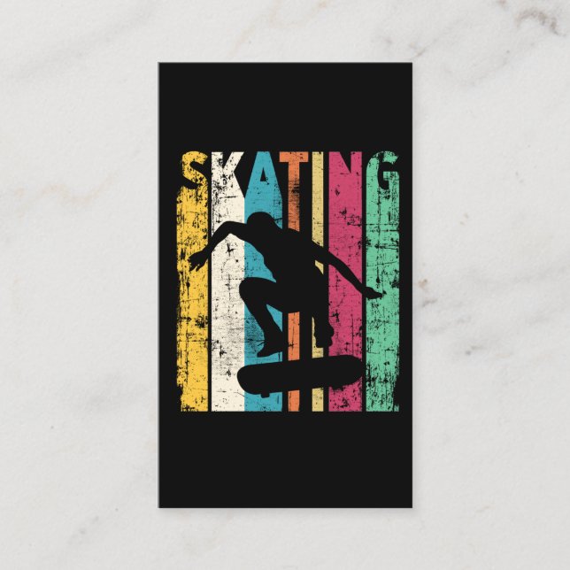 Retro Skateboard Jump Skating Silhouette Business Card (Front)