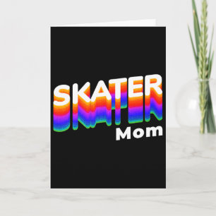 Retro Skateboarding Gamer Mom 80s Rainbow Style - Card