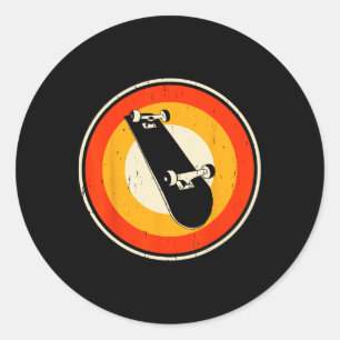Retro Skateboarding Silhouette Skateboarder Skate Classic Round Sticker