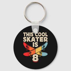 Retro Skateboarding Silhouette Skateboarder Skate Key Ring
