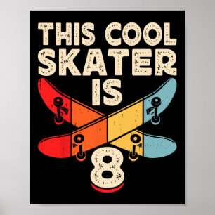Retro Skateboarding Silhouette Skateboarder Skate  Poster