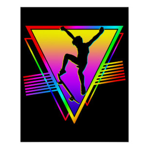 Retro Skateboarding Silhouette Skater Poster