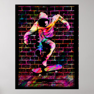 Retro Skater - Skateboarder - Vintage Skateboard P Poster