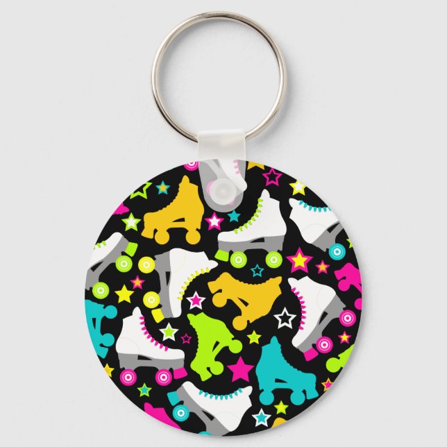 Retro Skates (Black) Key Ring (Front)