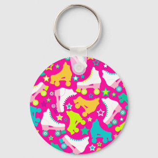 Retro Skates Hot Pink Key Ring