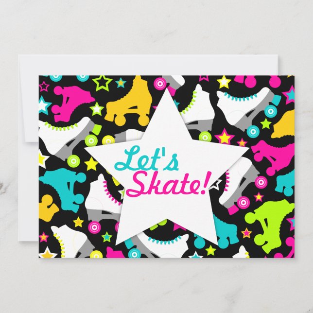 Retro Skates Invitation "Let's Skate!" (Front)
