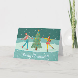 Retro skating holiday card