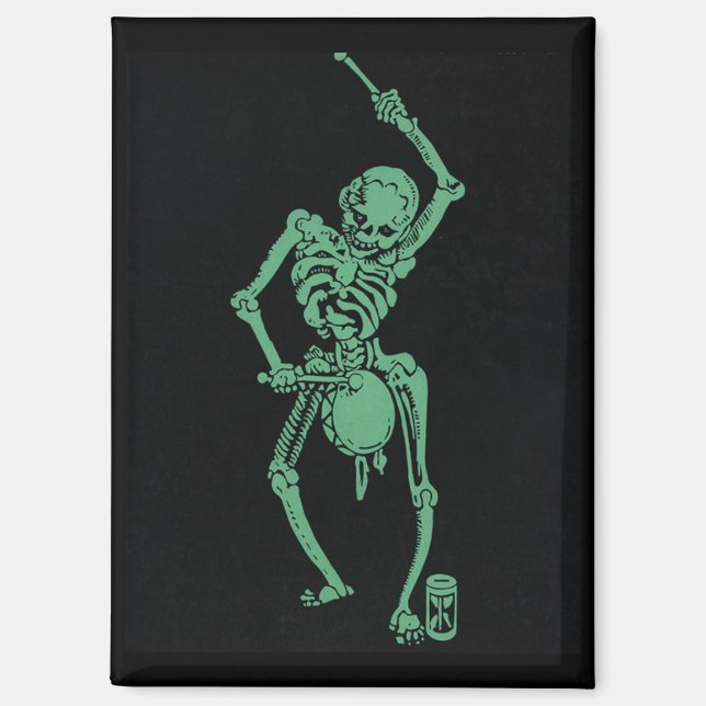 Retro Skeletal drummer Magnet (Front)
