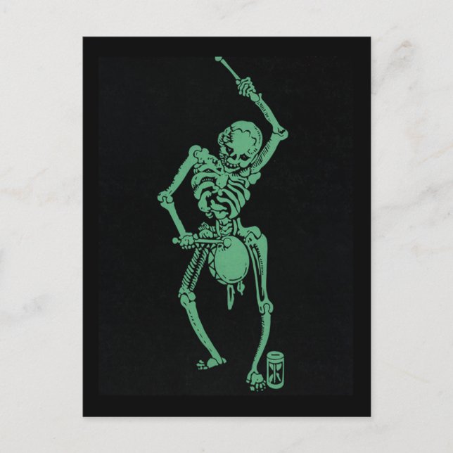 Retro Skeletal drummer Postcard (Front)