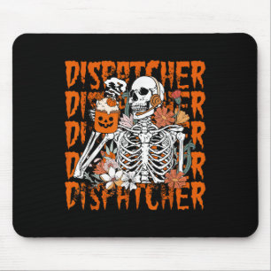 Retro Skeleton 911 Dispatcher Halloween What Your Mouse Pad