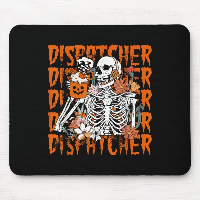 Retro Skeleton 911 Dispatcher Halloween What Your  Mouse Pad (Front)