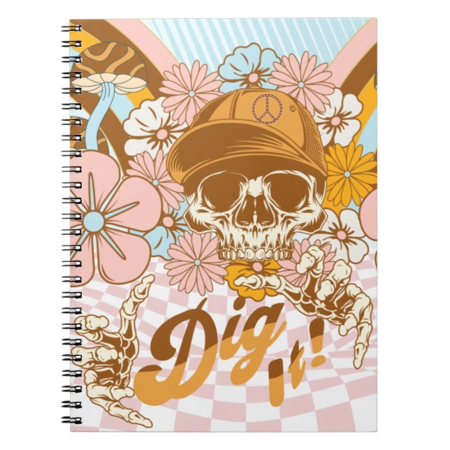 Retro Skeleton Botanical Florals Notebook (Front)