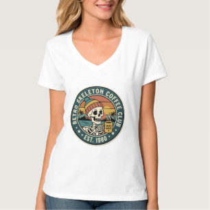 Retro Skeleton Coffee Club Vintage Graphic T-Shirt