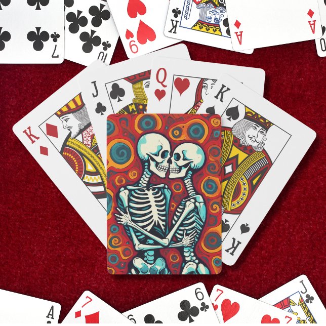 Retro Skeleton Couple Kissing Playing Cards (Creator Uploaded)
