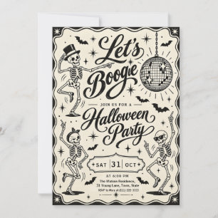 Retro Skeleton Disco Halloween Party Invitation