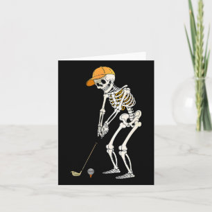Retro Skeleton Golf Halloween Golfer Golf Player F Card