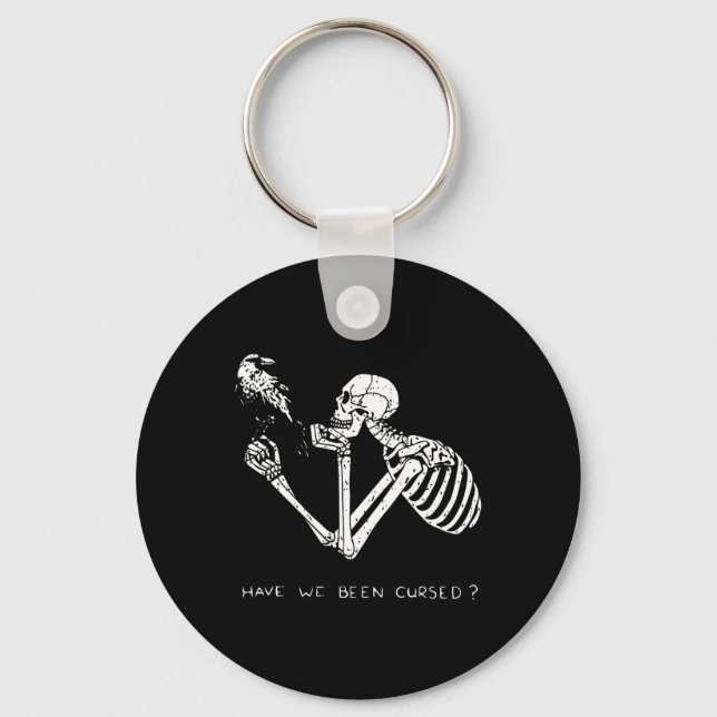 Retro Skeleton Halloween Costume Fun Scary Skull C Key Ring (Front)