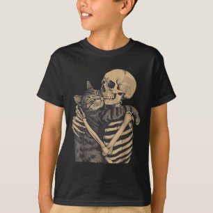 Retro Skeleton Hugging Cat For Cat Lovers Hallowee T-Shirt