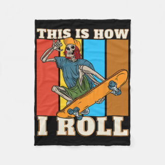 Retro Skeleton Skateboarding Shirt For Skaters Ska Fleece Blanket