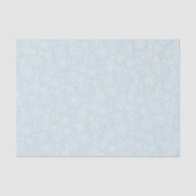Retro Sketch Frozen Snowflakes on Ice Blue Tissue Paper (Front)