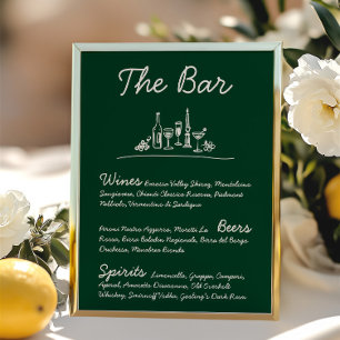 Retro Sketch Hand-Drawn Bar Wedding Tabletop Sign Invitation