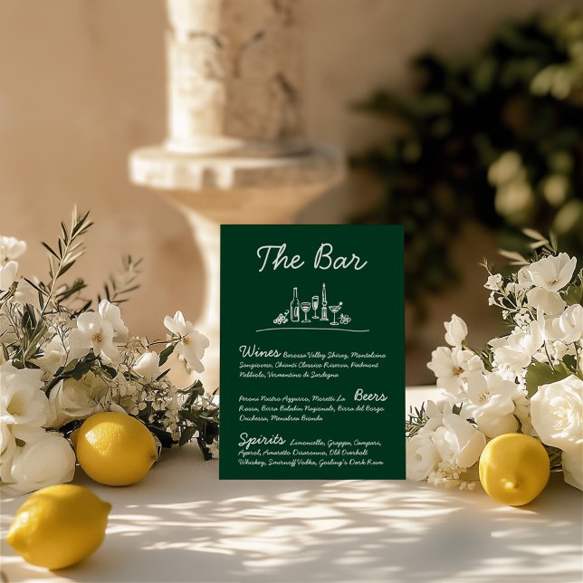 Retro Sketch Hand-Drawn Bar Wedding Tabletop Sign Invitation (Retro Sketch Hand-Drawn Bar Wedding Tabletop Sign )