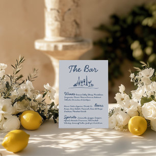 Retro Sketch Hand-Drawn Bar Wedding Tabletop Sign Invitation