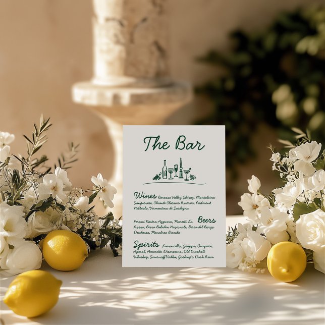 Retro Sketch Hand-Drawn Bar Wedding Tabletop Sign Invitation (Retro Sketch Hand-Drawn Bar Wedding Tabletop Sign )