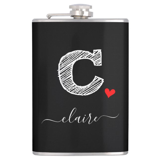 Retro Sketch Monogram Letter C, Flask (Front)