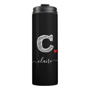 Retro Sketch Monogram Letter C, Thermal Tumbler