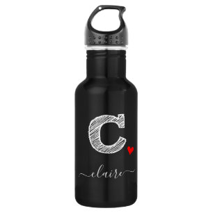 Retro Sketch Monogram Letter C, Water Bottle