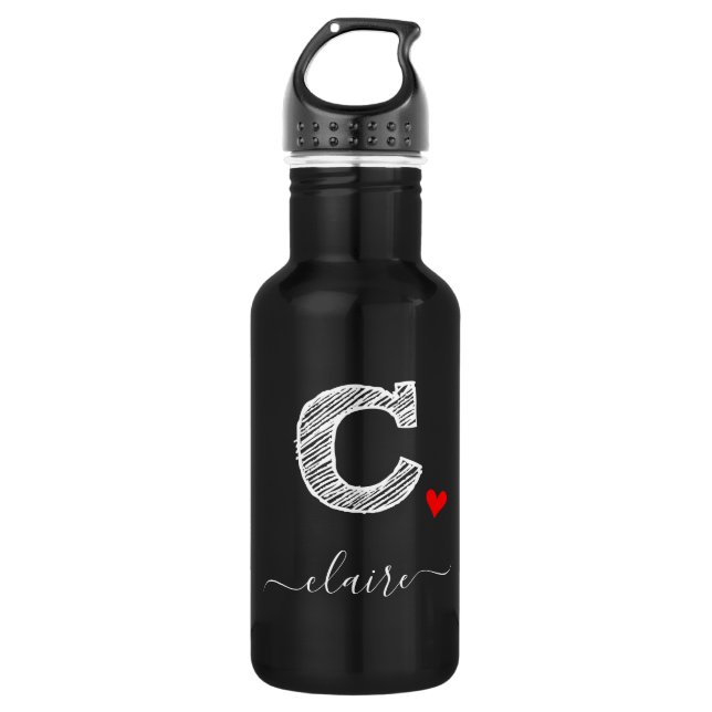 Retro Sketch Monogram Letter C, Water Bottle (Front)
