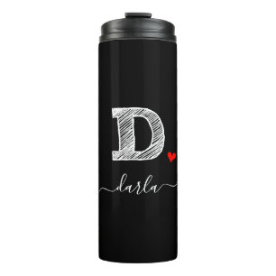 Retro Sketch Monogram Letter D, Thermal Tumbler