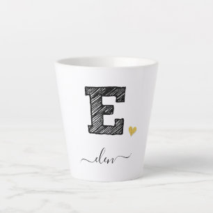 Retro Sketch Monogram Letter E, Latte Mug