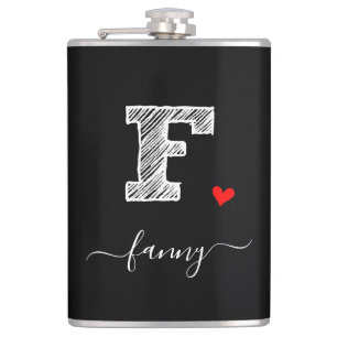 Retro Sketch Monogram Letter F, Flask