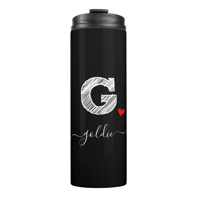 Retro Sketch Monogram Letter G, Thermal Tumbler (Front)