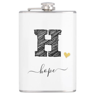 Retro Sketch Monogram Letter H, Flask