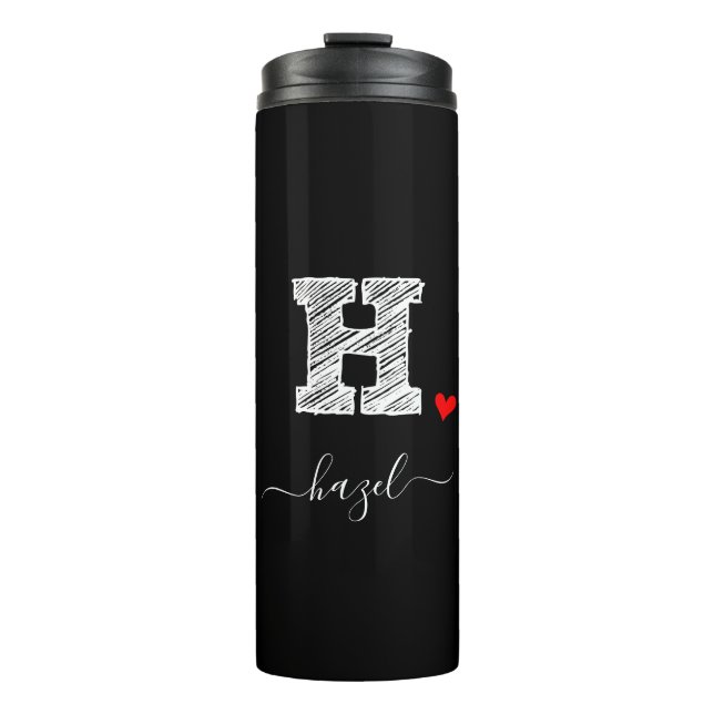 Retro Sketch Monogram Letter H, Thermal Tumbler (Front)
