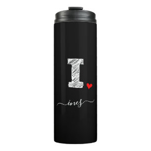 Retro Sketch Monogram Letter I, Thermal Tumbler