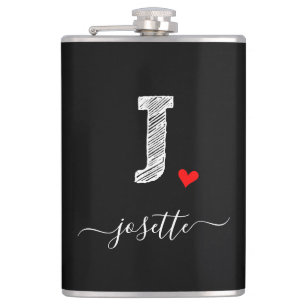 Retro Sketch Monogram Letter J, Flask