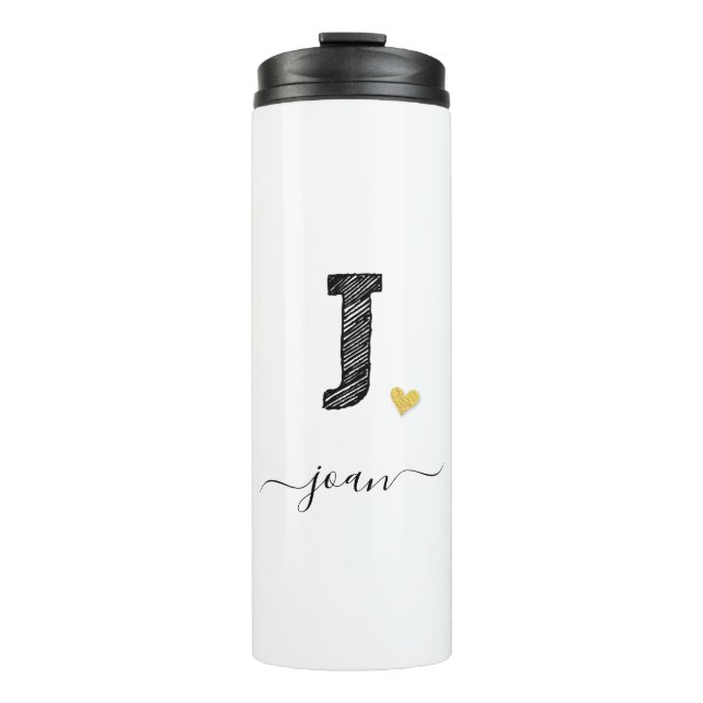 Retro Sketch Monogram Letter J, Thermal Tumbler (Front)