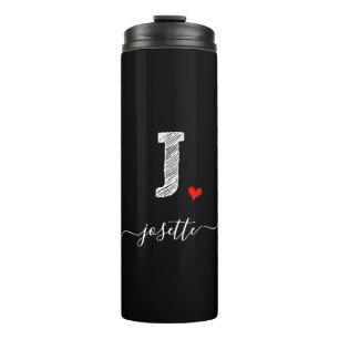 Retro Sketch Monogram Letter J, Thermal Tumbler