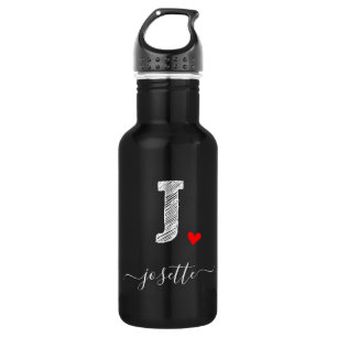 Retro Sketch Monogram Letter J, Water Bottle